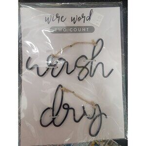 Wire Word Wall Art Signs "Wash" & "Dry" 2 Count Set